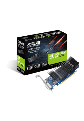 Відеокарта GeForce GT1030, Asus, 2Gb GDDR5, 64-bit, DVI/HDMI, 1506/6008MHz, Low Profile, Silent (GT1030-SL-2G-BRK)