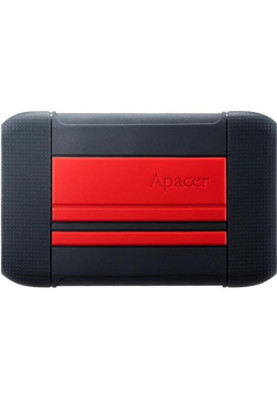 Зовнішній жорсткий диск 1Tb Apacer AC633, Black/Red, 2.5", USB 3.2 (Gen 1), ударостійкий, прогумований корпус (AP1TBAC633R-1)