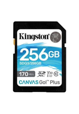 Карта пам'яті SDXC, 256Gb, Kingston Canvas Go! Plus, Сlass10 UHS-I U3 V30, до 170/90 МБ/с (SDG3/256GB)