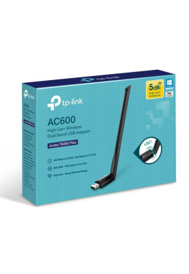 Мережевий адаптер USB TP-LINK Archer T600U Plus, Black, 5GHz / 2.4GHz, AC600 (433/200 Мбит/с), 5 dBi, USB 2.0