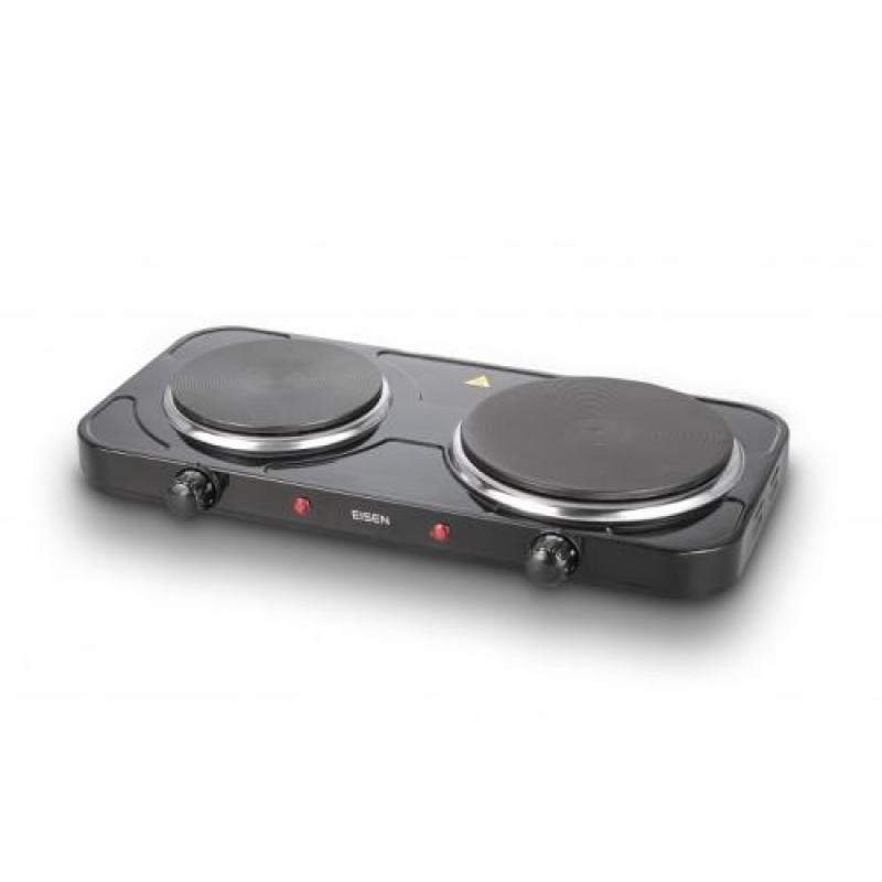 Настільна плита Eisen EHP-258B Black, 2500W (1500+1000), 2 конфорки 18,5 та 15,5см, чавун, 5 режимів температури, термостат від перегрівання
