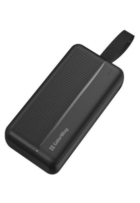 Універсальна мобільна батарея 30000 mAh, ColorWay, Black, 22.5 Вт, 2xUSB (QC4.0) / 1xType-C (PD3.0), LED індикатор (CW-PB300LPC2BK-PD)