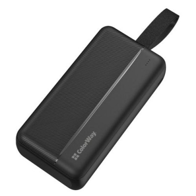Універсальна мобільна батарея 30000 mAh, ColorWay, Black, 22.5 Вт, 2xUSB (QC4.0) / 1xType-C (PD3.0), LED індикатор (CW-PB300LPC2BK-PD)