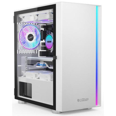 Корпус PcCooler LM300 ARGB, White, Mini Tower, без БЖ, для Micro ATX / Mini ITX, 1xUSB 3.0 / 2xUSB 2.0, макс. CPU - 170 мм / GPU - 330 мм, 1x120 мм ARGB, бічна панель із загартованого скла