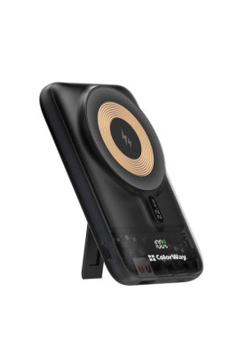 Універсальна мобільна батарея 10000 mAh, ColorWay, Black, 22.5 Вт, Type-C (PD3.0) / USB (QC3.0), бездротова зарядка (15 Вт), вбудований неодимовий магніт (CW-PB100LPA3BK-WPDD)