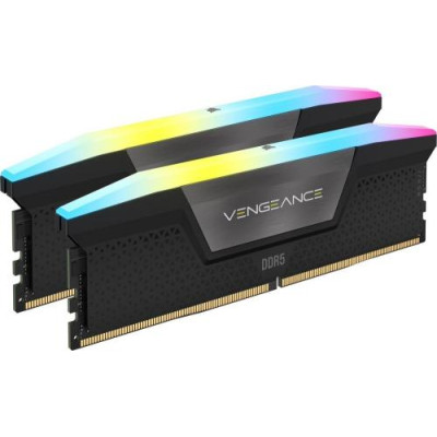 Пам'ять 32Gb x 2 (64Gb Kit) DDR5, 6000 MHz, Corsair Vengeance RGB, Black, 38-44-44-96, 1.35V, з радіатором (CMH64GX5M2B6000C38)