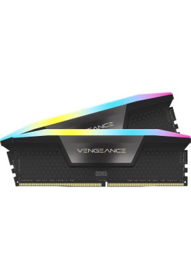 Пам'ять 32Gb x 2 (64Gb Kit) DDR5, 6000 MHz, Corsair Vengeance RGB, Black, 38-44-44-96, 1.35V, з радіатором (CMH64GX5M2B6000C38)