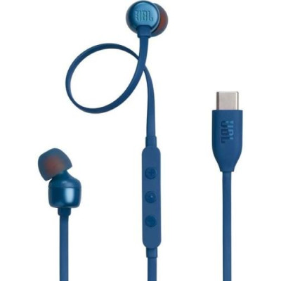 Навушники JBL Tune 310, Blue, 3.5 мм, мікрофон, однокнопковий пульт керування, технологія "Pure Bass", алюмінієві вставки (JBLT310CBLU)