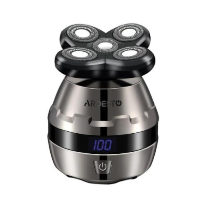 Електробритва для голови Ardesto SHR-5WPR, Bronze, 5W, 5 головок для голення, роторна система голення, сухе/вологі голення, 5 насадок, дисплей, чистка під водою, робота від аккумулятора