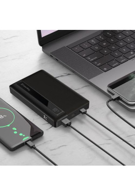 Універсальна мобільна батарея 20000 mAh, ColorWay, Black, 65 Вт, 2xType-C (PD3.0) / 1xUSB (QC4.0), цифровий LED дисплей (CW-PB200LPA3BK-PDD)
