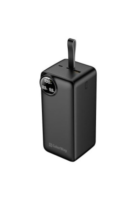 Універсальна мобільна батарея 50000 mAh, ColorWay, Black, 22.5 Вт, 1xType-C (PD3.0) / 1xUSB (QC4.0), вбуд. кабель Type-C / Lightning, цифровий LED дисплей (CW-PB500LPA4BK-PDD)