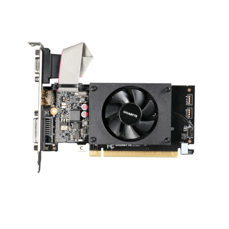 Відеокарта GeForce GT710, Gigabyte, 2Gb GDDR3, 64-bit, VGA/DVI/HDMI, 954/1800MHz (GV-N710D3-2GL)