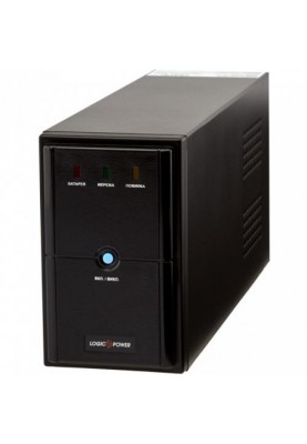 Джерело безперебійного живлення LogicPower LPM-825VA Black, 825 ВА, 577 Вт, AVR, 2 розетки (Schuko), 12В/9Аг x 1 шт, металевий корпус (3173)