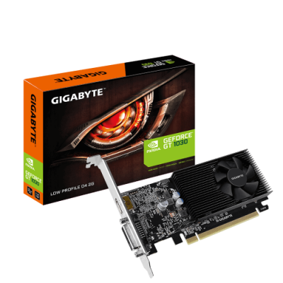Відеокарта GeForce GT1030, Gigabyte, 2Gb GDDR4, 64-bit, DVI/HDMI, 1417/2100 MHz, Low Profile (GV-N1030D4-2GL)
