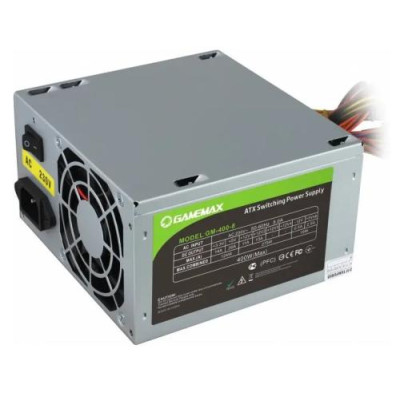 Блок живлення 400 Вт, GameMax GM-400W-PFC, 12 см, 2xMolex / 2xSATA / 1x6+2-pin / 1x4+4-pin / 1x20+4-pin