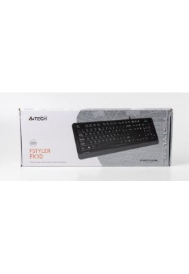 Клавіатура A4Tech FK10 "Fstyler", Black/Grey, USB, 12 мультимедійних кнопок, захист від бризок, 1.5 м, UA/RU/US