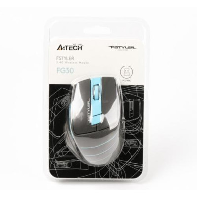 Миша A4Tech Fstyler FG30 2000dpi Grey+Blue, USB, Wireless