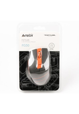 Миша A4Tech Fstyler FG30 2000dpi Grey/Orange, USB, Wireless