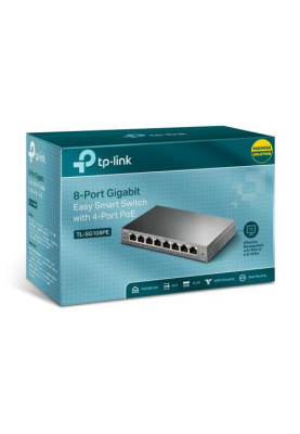 Комутатор TP-LINK TL-SG108PE, 8x100/1000 Mb/s, керований