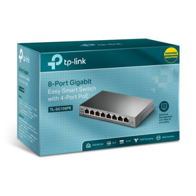 Комутатор TP-LINK TL-SG108PE, 8x100/1000 Mb/s, керування