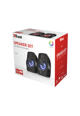 Колонки 2.0 Trust Gemi RGB, Black, 6W, працює від USB, регулятор гучності, світлодіодне підсвічування з автоматичним перебором кольорів (22948)