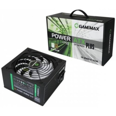 Блок живлення 550 Вт, GameMax GP-550, Black, 80+ Bronze, Active PFC, 14 см, 3xMolex / 5xSATA / 1x6+2-pin / 1x4+4-pin / 1x20+4-pin, захист OVP / UVP / SIP / OCP / OLP / OPP / SCP