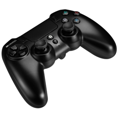 Геймпад Canyon для PlayStation 4, Black, бездротовий, з тачпадом, LED підсвічування, подвійний мотор для чутливого відгуку, макроси (CND-GPW5)