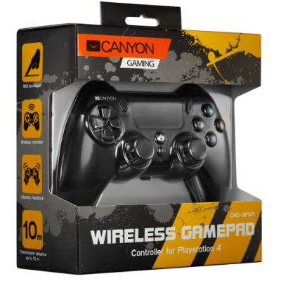 Геймпад Canyon для PlayStation 4, Black, бездротовий, з тачпадом, LED підсвічування, подвійний мотор для чутливого відгуку, макроси (CND-GPW5)