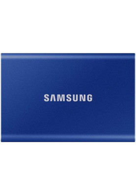 Зовнішній накопичувач SSD, 1Tb, Samsung T7, Blue, Type-C 3.2 (Gen 2), 1050 / 1000 Мб/с, металевий корпус, 256-бітове шифрування AES (MU-PC1T0H/WW)