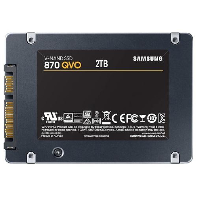Твердотільний накопичувач SSD 2Tb, Samsung 870 QVO, SATA3, 2.5", MLC, 560/530 МБ/с (MZ-77Q2T0B)