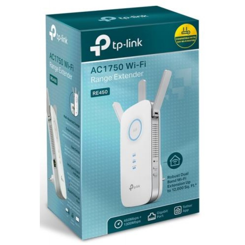 Точка доступу-підсилювач TP-LINK RE450 Wi-Fi 802.11 ac/b/g/n, 1300Mb, 3 зовнішні антени