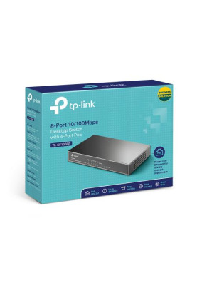 Комутатор TP-LINK TL-SF1008P, 8xFE/PoE 65W, некерований, настольний