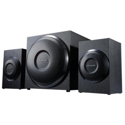 Колонки 2.1 Microlab M-110 Black, сателіти 2 x 2.5 Вт, сабвуфер 5 Вт, роз'єм для навушників, живлення від мережі 220V, керування ззаду