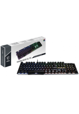 Клавіатура MSI VIGOR GK50 ELITE, Black/Gray, USB, механічні перемикачі Kailh, RGB-підсвічування для кожної клавіші, 1.8 м