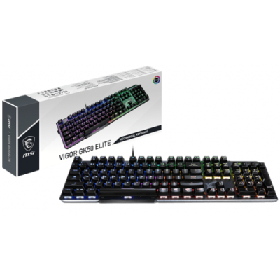 Клавіатура MSI VIGOR GK50 ELITE, Black/Gray, USB, механічні перемикачі Kailh, RGB-підсвічування для кожної клавіші, 1.8 м