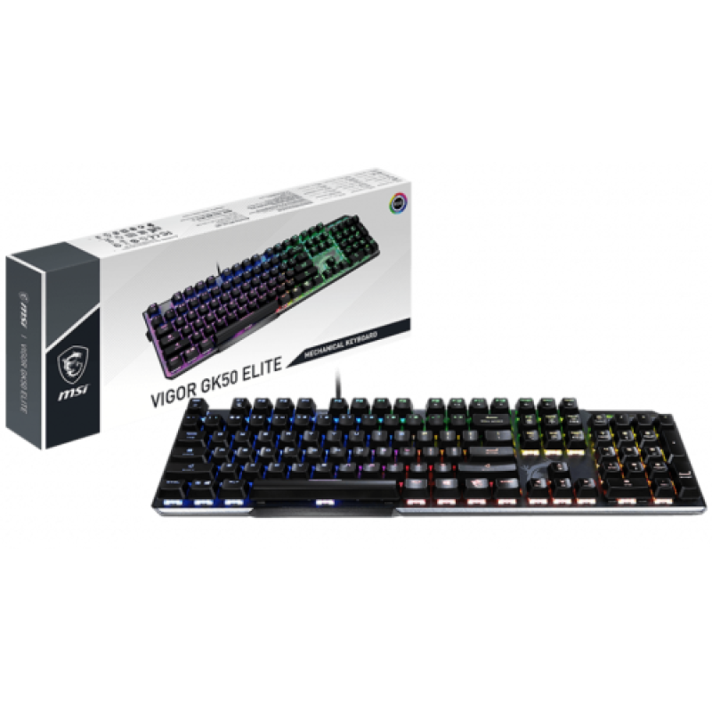 Клавіатура MSI VIGOR GK50 ELITE, Black/Gray, USB, механічні перемикачі Kailh, RGB-підсвічування для кожної клавіші, 1.8 м