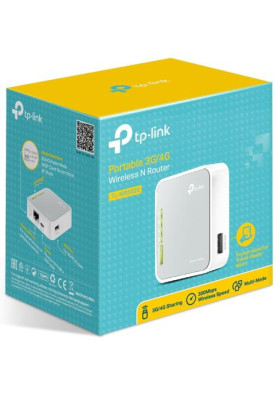 Роутер TP-LINK TL-MR3020, Wi-Fi 802.11n, до 150 Mb/s, 1x10/100 Mb/s, RJ45 10/100Mb/s (Gb), 1 внутрішня антена