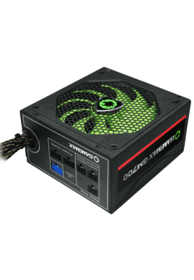 Блок живлення 700 Вт, GameMax GM-700, Black, напівмодульний, 80+ Bronze, Active PFC, 14 см, 3xMolex / 6xSATA / 2x6+2-pin / 1x4+4-pin / 1x20+4-pin, захист OVP / UVP / OCP / OLP / OPP / SCP