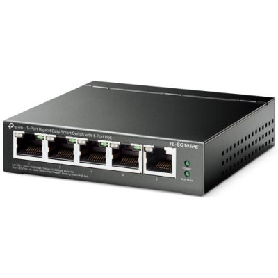 Комутатор TP-LINK TL-SG105PE, 5x100/1000 Mb/s, металевий корпус, керований