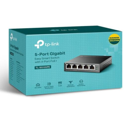 Комутатор TP-LINK TL-SG105PE, 5x100/1000 Mb/s, металевий корпус, керований
