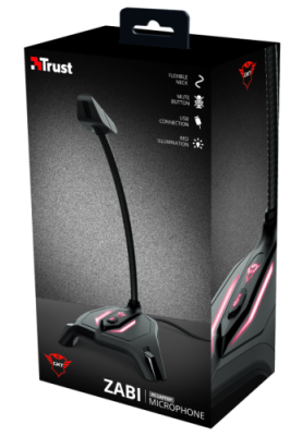 Мікрофон Trust GXT 215 Zabi LED-Illuminated Gaming, Black, USB, стильна основа зі світлодіодним підсвічуванням, 1.4 м (23800)