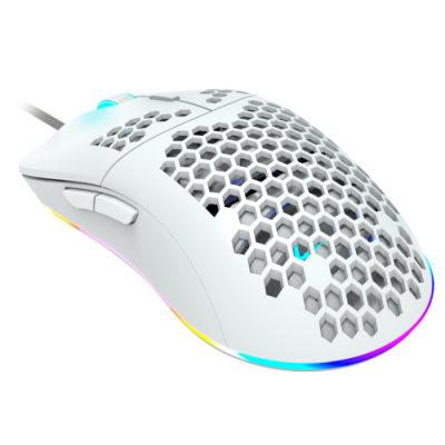 Миша Canyon Pancher GM-11, White, USB, оптична (сенсор PixArt PAW3519), 800 - 4200 dpi, 6 режимів RGB-підсвічування, 7 програмованих кнопок, вбудована пам'ять, 1.65 м (CND-SGM11W)