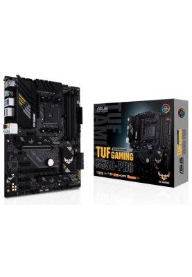 Мат.плата AM4 (B550) Asus TUF GAMING B550-PRO, B550, 4xDDR4, CrossFire, Int.Video(CPU), 6xSATA3, 2xM.2, 1xPCI-E 16x 4.0, 1xPCI-E 16x 3.0, 3xPCI-E 1x 3.0, ALC S1200A, RTL8125B, 8xUSB3.2/6xUSB2.0, HDMI/DP, ATX