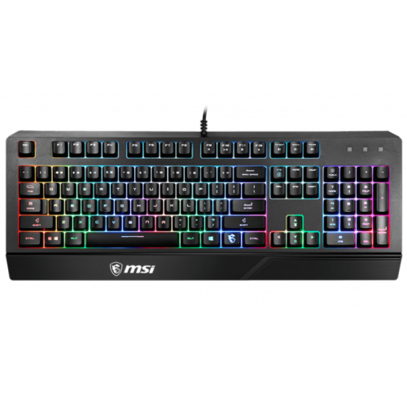 Клавіатура MSI VIGOR GK20, Black, USB, мембранні перемикачі, ефект райдужного підсвічування, водостійка конструкція, 1.8 м