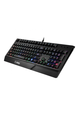 Клавіатура MSI VIGOR GK20, Black, USB, мембранні перемикачі, ефект райдужного підсвічування, водостійка конструкція, 1.8 м