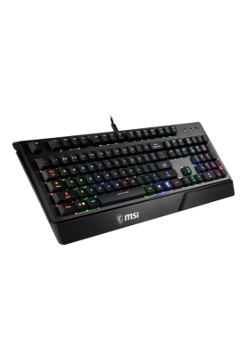 Клавіатура MSI VIGOR GK20, Black, USB, мембранні перемикачі, ефект райдужного підсвічування, водостійка конструкція, 1.8 м