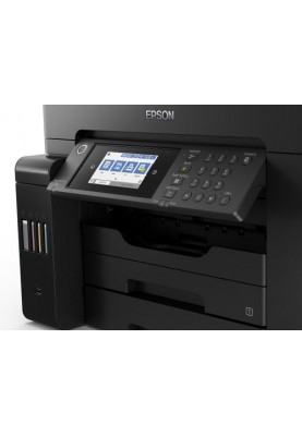 БФП струменевий кольоровий A3+ Epson L15160, Black, WiFi, 4800х2400 dpi, до 32/32 стор/хв, факс, дуплекс, РК-екран 10.9 см, CardReader, USB / Lan, вбудоване СБПЧ, чорнило Epson 112 (C11CH71404)