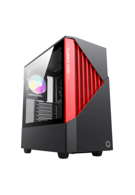 Корпус GameMax Contac COC BR Black/Red, Midi Tower, без БЖ, для EATX / ATX / Micro ATX / Mini ITX, 2xUSB 3.0, 1x120/1x140 мм ARGB Fan, 1xCOC Turbo Fan, бічна панель із загартованого скла, 438x210x468 мм