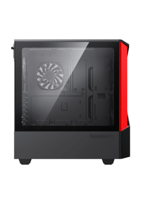 Корпус GameMax Contac COC BR Black/Red, Midi Tower, без БЖ, для EATX / ATX / Micro ATX / Mini ITX, 2xUSB 3.0, 1x120/1x140 мм ARGB Fan, 1xCOC Turbo Fan, бічна панель із загартованого скла, 438x210x468 мм
