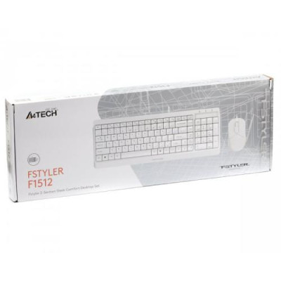 Комплект A4Tech Fstyler Sleek Multimedia Comfort F1512, White, клавіатура+миша, USB